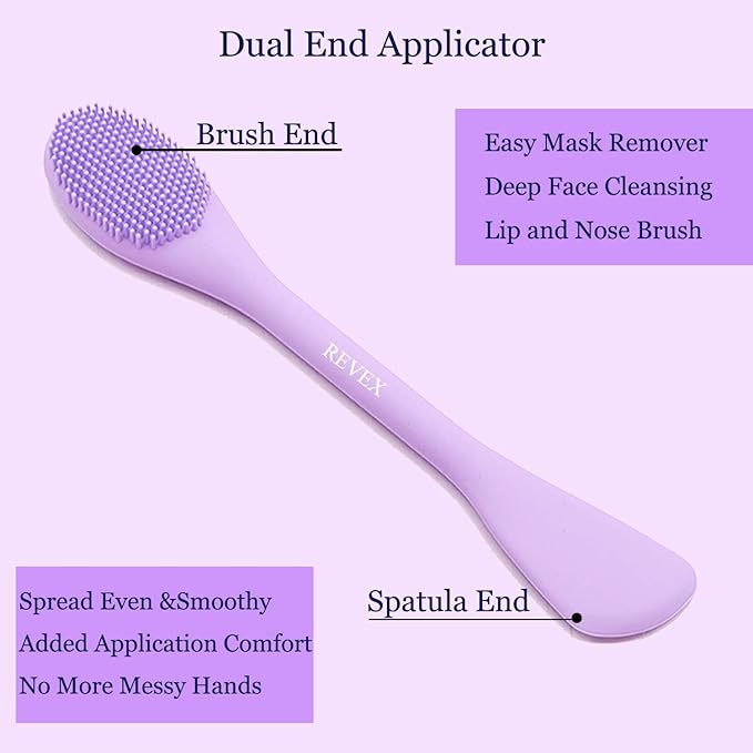 REVEX Silicone Face Mask Applicator,Face Scrubber,Lymphatic Drainage Massager,2Pcs Pore Cleaning Brush for Blackhead Remover,Lymphatic Contour Face Brush for Lymphatic Drainage.(PurPle+Gray)