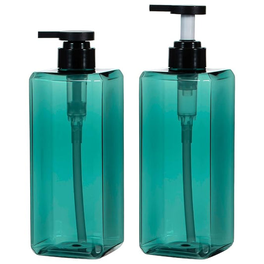 Yebeauty Pump Bottle Dispenser, 27oz 800ml Refillable Shower Pump Bottles Empty Plastic Lotion Hand Soap Dispenser Liquid Container for Shampoo Body Wash Kitchen Bathroom, 2 Pack Clear Blue
