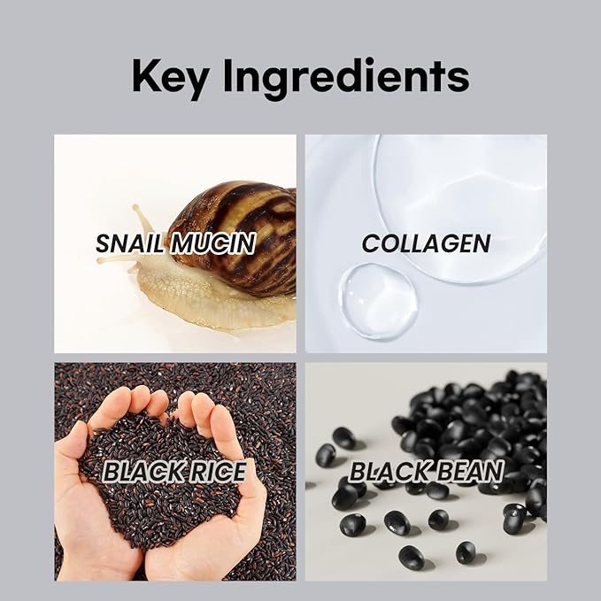 [Christmas Gift Set] coxir Black Snail Collagen Starter Kit – Cleanser, Toner, Serum & Cream | Repairing Snail Mucin Skincare Set, Hydrating Korean Beauty Routine for Women (4-Piece)