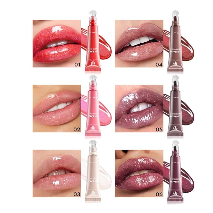 YOUNG VISION Glossy Lip Gloss Hydrating Butter Lip Plumper, Moisturizing Non-stick High Shine Natural Plumping Tinted Lip Gloss Oil for Women with Shine, Korean-Style Lip Gloss Set Bulk