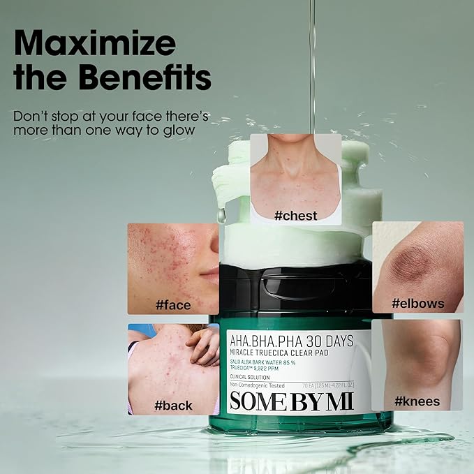 SOME BY MI AHA BHA PHA 30 Days Miracle Truecica Clear Pad – Pack of 2 – Korean Exfoliating Centella Face Toner Pads – Gently Clears Impurities, Refines Pores & Smooths Skin Texture – Korean Skin Care