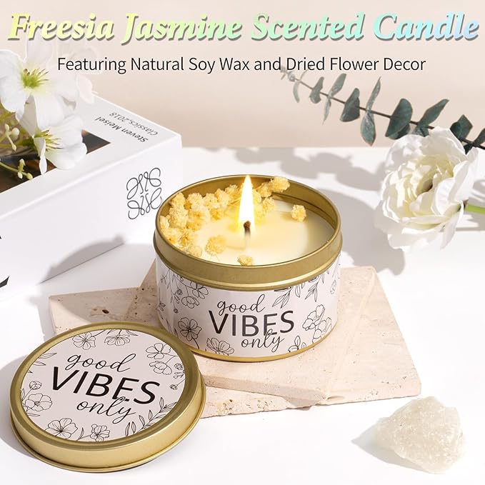 Spa Gifts for Women Bath Gift Set, Freesia & Jasmine Relaxing Spa Gift Basket Home Bath Set Self Care Kit Care Package Thank You Christmas Birthday Gifts for Women Mom Her Friend Sister Teen Girl Wife