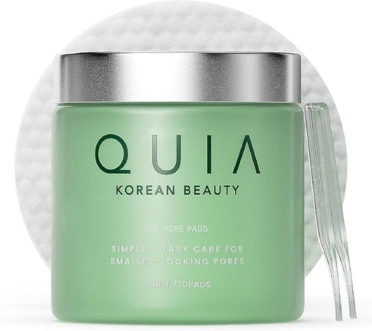 QUIA Dual-Action Toner Pads – Gentle PHA Exfoliation for Sensitive Skin – Instantly Hydrate and Minimize Pores – 70 Soft-Touch Korean Textured Pads – Blackhead and Blemish Control