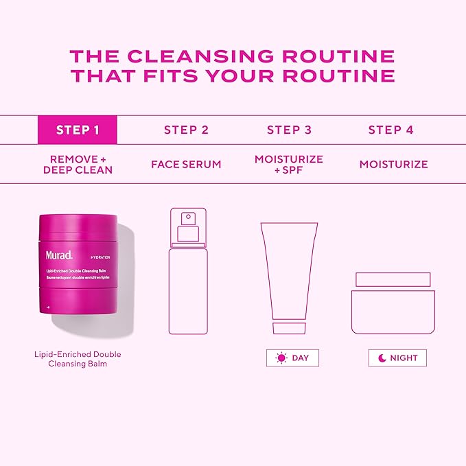 Murad Lipid-Enriched Double Cleansing Balm - Hydrating Balm-to-Oil Face Cleanser & Makeup Remover Removes Long-Wear Makeup & SPF Barrier Repair with Ceramides & Camellia Oil 1.7 Fl Oz