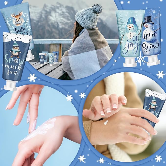 24 Winter Hand Cream Christmas Holiday Hand Lotion Gifts Bulk Moisturizing Cracked Care Scented Lotion 1.1 Fl oz Travel Size Dry Skin Xmas Stocking Stuffers Men Women Coworkers Party Favors
