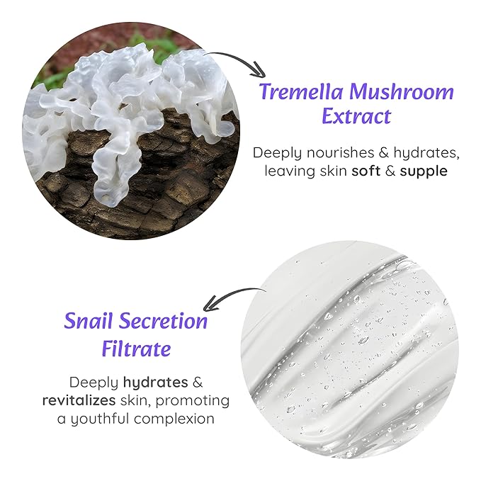 WildOak Korean Snail 96, Peptide & Tremella Mushroom Serum | Glass Skin | Powerful Skin Barrier | Skin Hydration Hyper Pigmentation Anti-Aging & Wrinkles | 1.01 fl oz