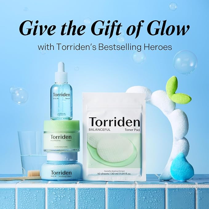 Torriden Softly Hydration Heroes Gift Set | DIVE IN HA Serum & Soothing Cream + BALANCEFUL Cica Cream & Toner Pad | Korean Skincare Set | Great Holiday & Christmas Stocking Stuffer Gift