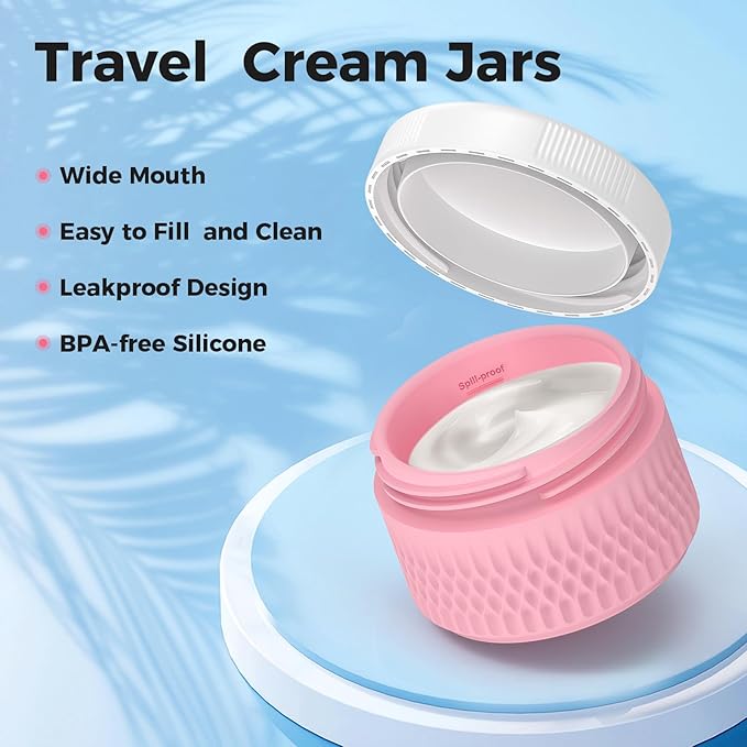 Travel Containers for Toiletries, Silicone Cream Jars BPA Free, TSA Approved 1.3oz Travel Size Containers, Leak-proof Travel Essentials with Lid for Cosmetic Face Hand Body Cream
