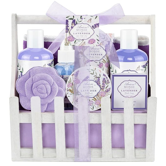 Gift Baskets for Women, Lavender Gift Sets for Women Self Care Spa Gift Basket Includes Body Lotion, Shower Gel, Bubble Bath, Relaxing Gifts For Her, Mom, Sister, Birthday & Christmas Gifts