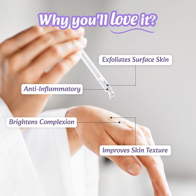 WildOak 7% AHA BHA Peeling Face Serum | 1% Fruit AHA | Skin Exfoliation, Pore Cleansing & Anti-Aging | Great for beginners | 1.01 fl oz