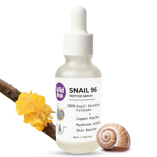 WildOak Korean Snail 96, Peptide & Tremella Mushroom Serum | Glass Skin | Powerful Skin Barrier | Skin Hydration Hyper Pigmentation Anti-Aging & Wrinkles | 1.01 fl oz