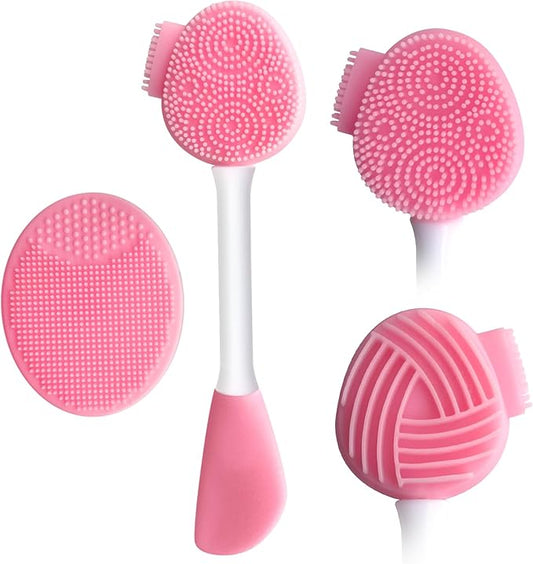 2pcs Silicone Face Scrubber Round Pads Face Mask Brush Exfoliating Lip Cleansing Facial Cleansing/Wash Brush Exfoliator Blackhead Skin Care Tool Makeup Removes Dead & Dry Skin for Women Men