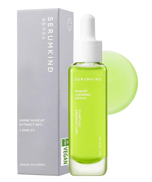 SERUMKIND Muscat Discoloration Correcting facial serum - 1fl oz - Blemishes & blackhead remover - Vegan Not Tested on Animals - Korean Skin Care - PHA Redness Relief and Exfoliating