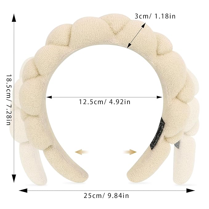 WHAVEL 2 Pack Spa Headband for Washing Face, Get Ready Headband Soft Terry Cloth Headbands Puffy Hair Band for Face Washing, Skincare, Makeup