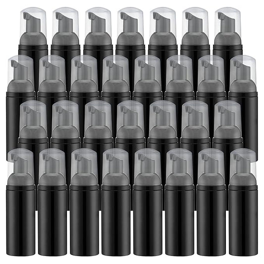 2oz Foam Pump Bottle (30PCS) Empty Travel Foaming Dispenser for Hand Soap, Lash Cleanser, Shampoo (60ml, Black
