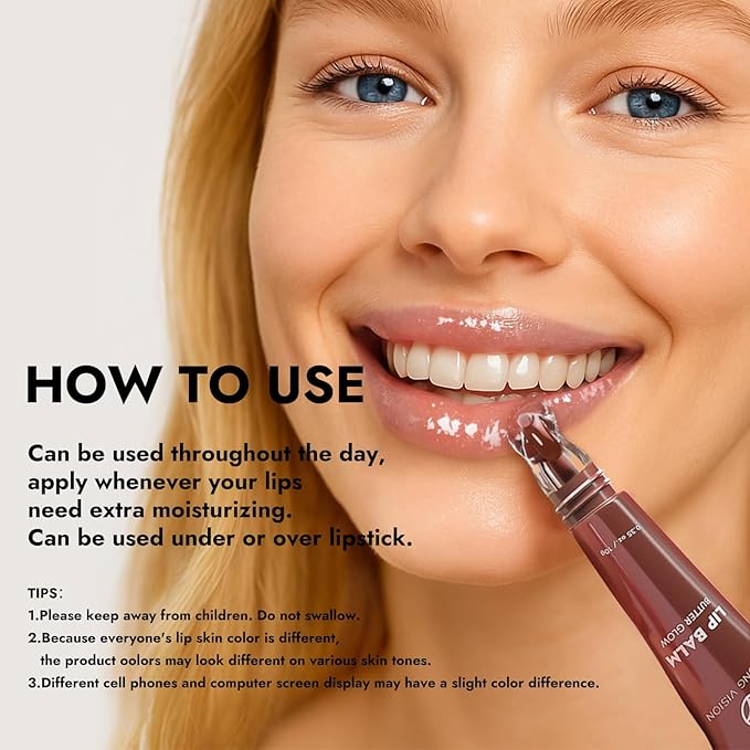 YOUNG VISION Glossy Lip Gloss Hydrating Butter Lip Plumper, Moisturizing Non-stick High Shine Natural Plumping Tinted Lip Gloss Oil for Women with Shine, Korean-Style Lip Gloss Set Bulk