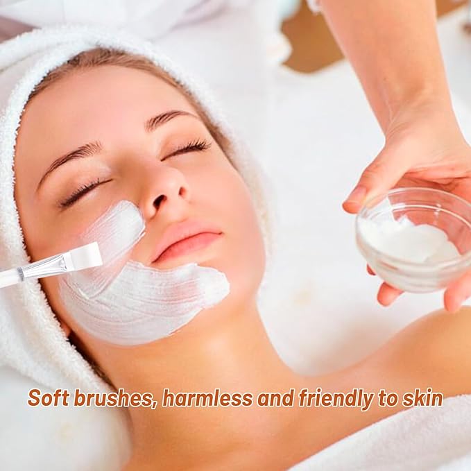 20 Pieces Facial Mask Brushes Facial Applicator Soft Makeup Mask Acid Brush Esthetician Cosmetic Brush for Mud Cream, Makeup Peel (White and Yellow)