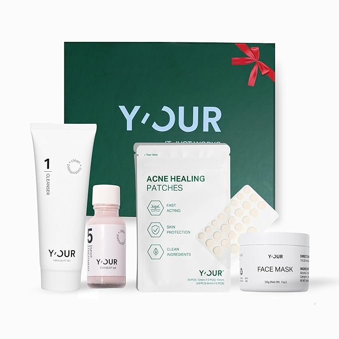 Y’OUR Acne-Care Sets: Acne Treatment Duo, 3-Step Acne Set, Purify & Treat Acne Set, Bloom & Blur Acne Set, Adult Acne Set. 4-Step Purifying Acne System. Made in USA. Holiday Gift Bundle