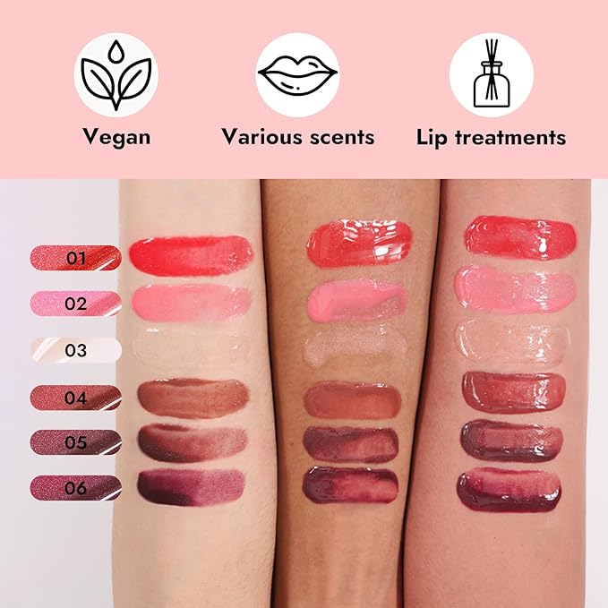YOUNG VISION Glossy Lip Gloss Hydrating Butter Lip Plumper, Moisturizing Non-stick High Shine Natural Plumping Tinted Lip Gloss Oil for Women with Shine, Korean-Style Lip Gloss Set Bulk