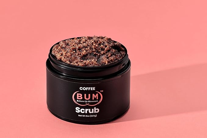 (BUM) Coffee Scrub - Exfoliating Sugar Body Polish, Hydrates, Moisturizes, Anti Cellulite & Stretchmark Treatment, with Organic Shea, Coconut Oil, Rosehip, Vitamin E, & Jojoba, Natural Deodorant, 8oz