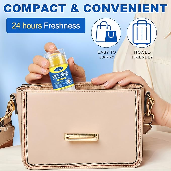 60% Urea Cream with 2% Salicylic Acid, Foot Repair Stick – Deep Moisturizing Callus Remover for Cracked Heels, Dry Feet, Elbows, and Hands – Non-Greasy, Hygienic Solid Stick