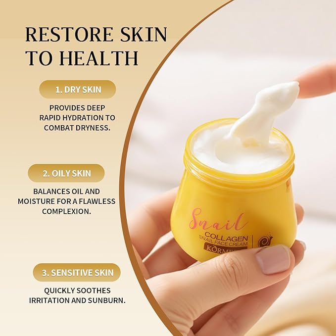 2Pack Snail Collagen Face Cream for Women,Collagen Hydrating Facial Cream Anti-Wrinkle and Rejuvenating Cream Korean,Collagen Rejuvenating Moisturizer,Improves Skin Firmness, Reduce Dryness&Fine Line