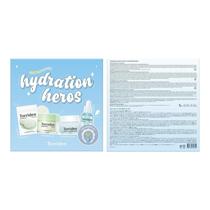 Torriden Softly Hydration Heroes Gift Set | DIVE IN HA Serum & Soothing Cream + BALANCEFUL Cica Cream & Toner Pad | Korean Skincare Set | Great Holiday & Christmas Stocking Stuffer Gift