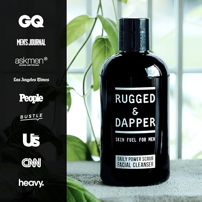 RUGGED & DAPPER - Daily Mens Face Wash + Scrub - 5 Month Supply - Deep Exfoliating Cleanser - Prevents Breakouts - Acne Face Wash Men's - USA Made with Natural Ingredients