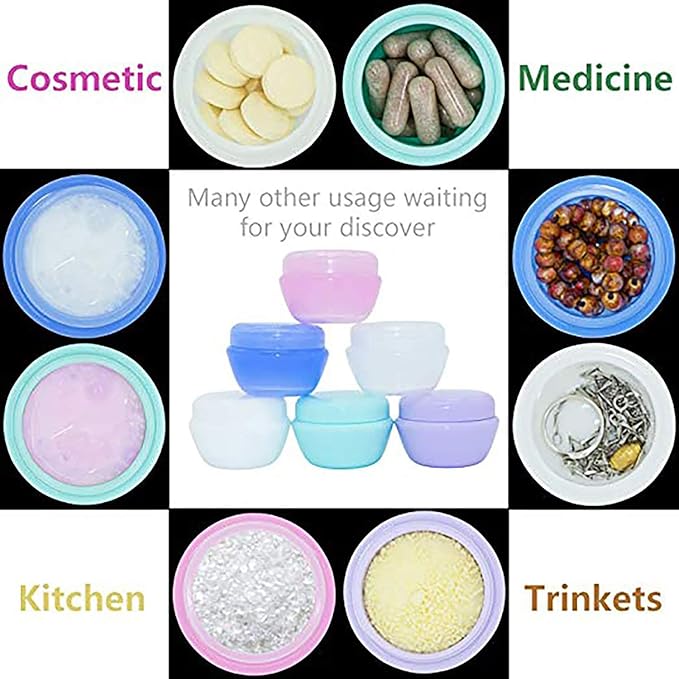 Travel Accessories Toiletry Containers, 1 oz Plastic Little Jars for Creams, Compact Travel Size Containers with Leak proof Lids for Face Hand Body Cream (6 Pieces)