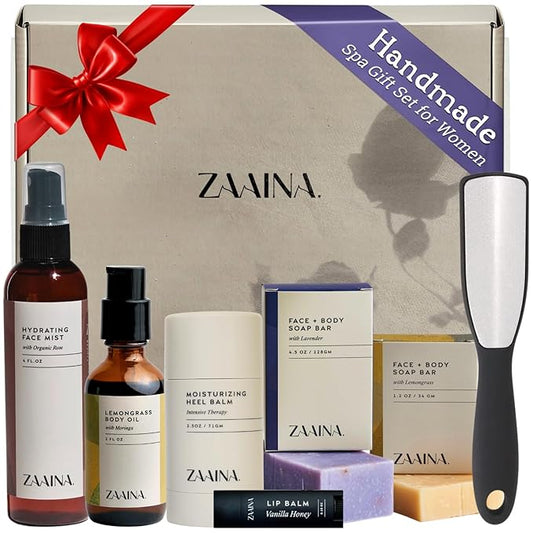 ZAAINA Wellness Spa Kit - Christmas Holiday Gift Basket for Women, Relaxing Spa Gifts for Her, Self Care Kit for Mom Wife Friend, Pampering Home Spa Package, Birthday Gifts for Women, Holiday Spa Day