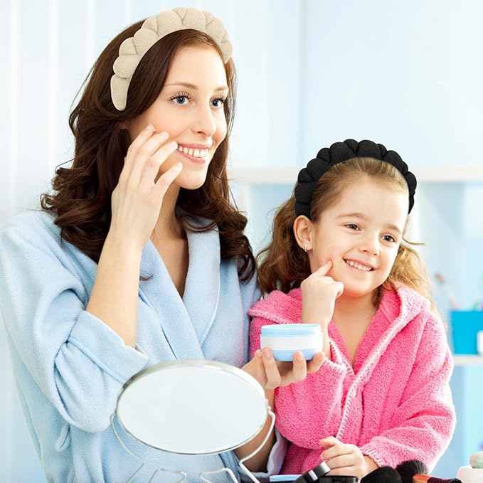 WHAVEL 2 Pack Spa Headband for Washing Face, Get Ready Headband Soft Terry Cloth Headbands Puffy Hair Band for Face Washing, Skincare, Makeup