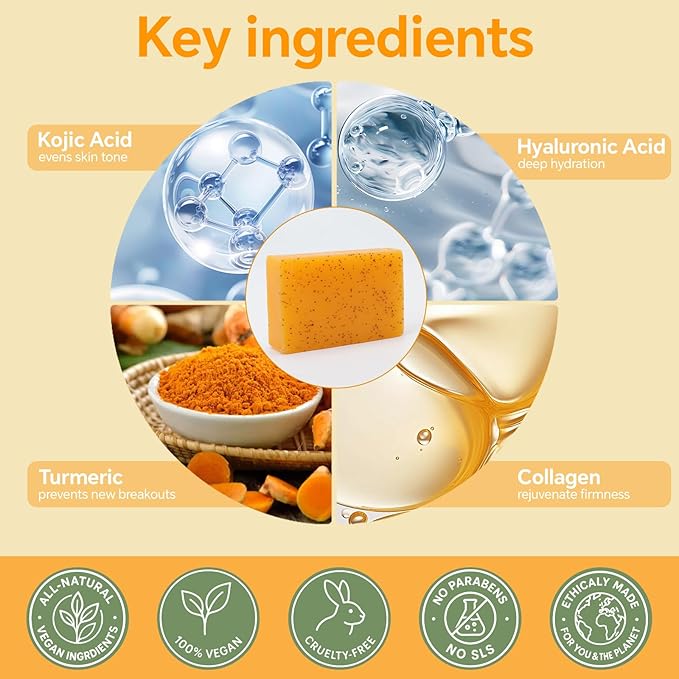 Natural Turmeric & Lemon Soap for Even Skin Tone, Acne-Prone Skin Care,Handmade, Luxury Bath & Shower Gift,gentle effective, plant-based cold processed natural soap gift set (2 pack)