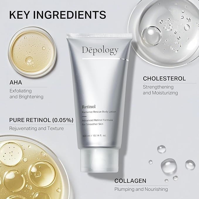 Ultra-Size Firming Retinol Body Lotion for Crepey Skin & Keratosis Pilaris with 0.05% Retinol, AHA, Collagen, Body Cream, Anti Aging Moisturizer 10.14 fl oz