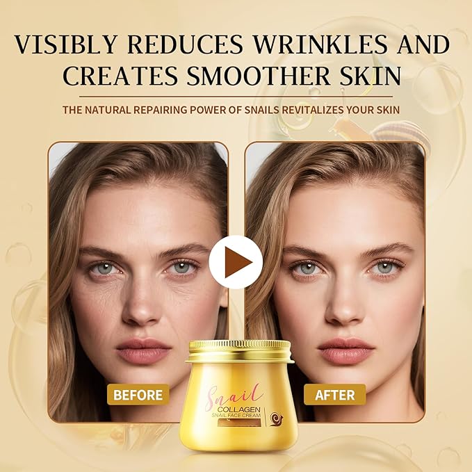 2Pack Snail Collagen Face Cream for Women,Collagen Hydrating Facial Cream Anti-Wrinkle and Rejuvenating Cream Korean,Collagen Rejuvenating Moisturizer,Improves Skin Firmness, Reduce Dryness&Fine Line
