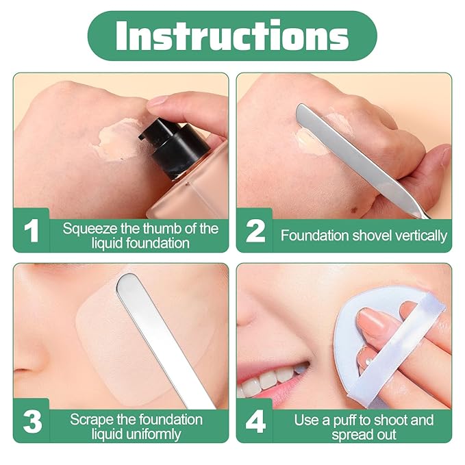 3 Pcs Metal Makeup Spatula Applicator Foundation Spatula Kit Stainless Steel Cosmetic Spatulas Beauty Face Cream Applicator Double Edged Face Mask Spatulas for Application Foundation