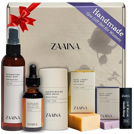 ZAAINA Spa Gift Set for Her - Relaxation Spa Kit for Women, Handmade in USA, Pampering At Home Bath and Body Self Care Spa Package, Luxury Spa Birthday Gifts for Women, Spa Gift Basket for Mom