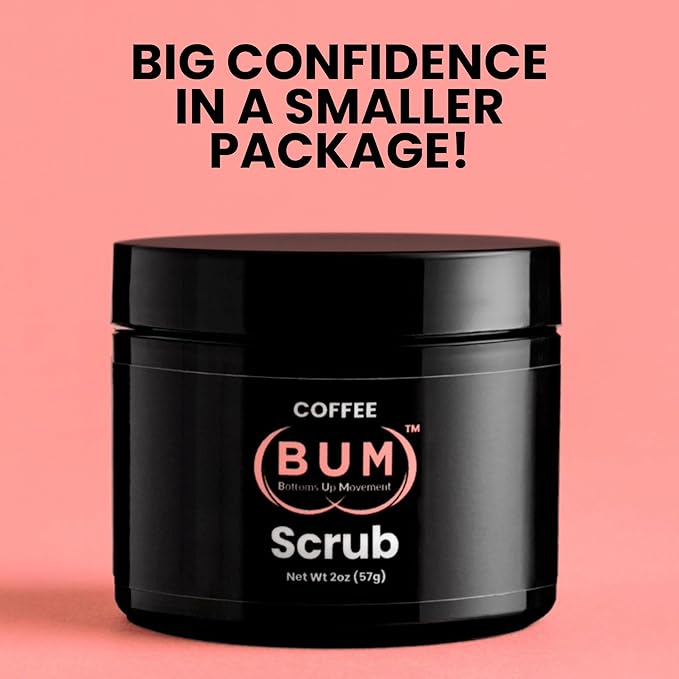 (BUM) Coffee Scrub - Exfoliating Sugar Body Polish, Hydrates, Moisturizes, Anti Cellulite & Stretch Mark Treatment, with Organic Shea, Coconut Oil, Rosehip, Vitamin E, & Jojoba, Natural Deodorant, 2oz