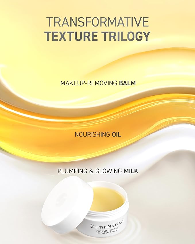 SumaNurica Purifying Enzyme Cleansing Balm, Biotech Peptide Makeup Remover, 3-in-1 Facial Oil Cleanser for Sensitive & Acne-Prone Skin, Deep Cleanse Waterproof Makeup & Impurities, 0.42oz/12g