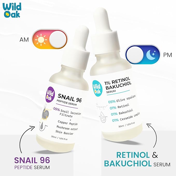 WildOak Korean Snail 96, Peptide & Tremella Mushroom Serum | Glass Skin | Powerful Skin Barrier | Skin Hydration Hyper Pigmentation Anti-Aging & Wrinkles | 1.01 fl oz