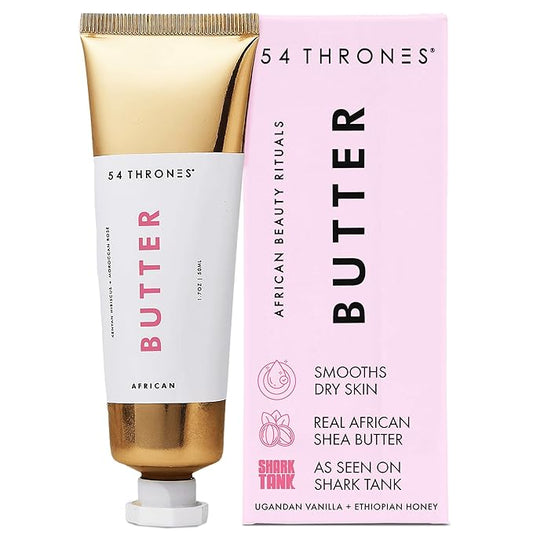 54 Thrones African Beauty Shea Butter, Intensive Dry Skin Support, Moisturizing Body Butter for Women, Moisturizing Body Balm and Cream, Locks in Moisture, Kenyan Hibiscus + Moroccan Rose, 1.7 oz