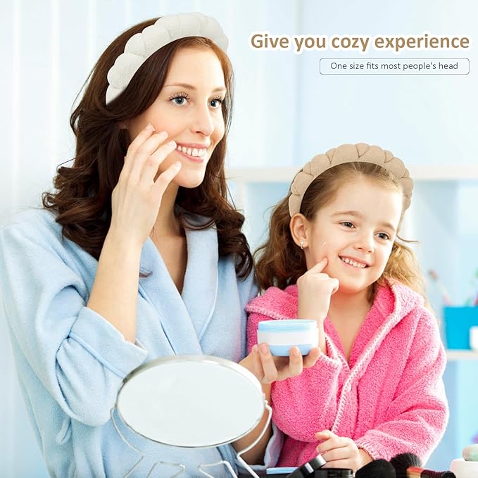 WHAVEL 2 Pack Spa Headband for Washing Face, Get Ready Headband Soft Terry Cloth Headbands Puffy Hair Band for Face Washing, Skincare, Makeup