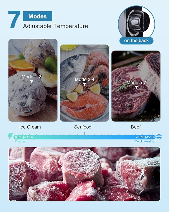 1.1 Cu.ft Mini Freezer - Compact Upright Freezer with 7 Adjustable Thermostat, Removable Shelf, Reversible Single Door, 360°Uniform Cooling Small freezer for Home Office Kitchen Dorm, Silver