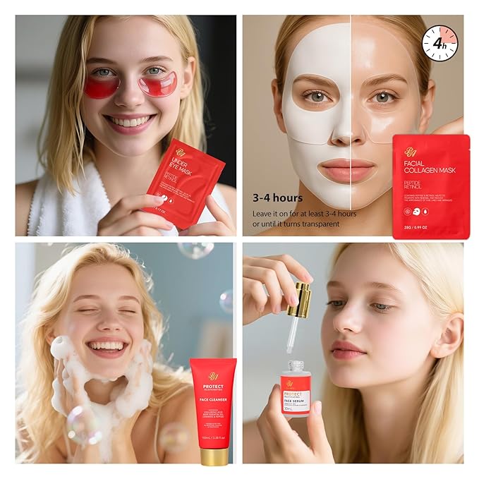 Christmas Gifts for Women, Red Rose 33 Pcs Spa Bath & Body Gift Set, Face Sheet Mask Skin Care, Hydrogel Mask, Lip Gloss, Cosmetic Bag, Face Serum, Necklace, Cleanser, Gua Sha, Mother Day, Birthday