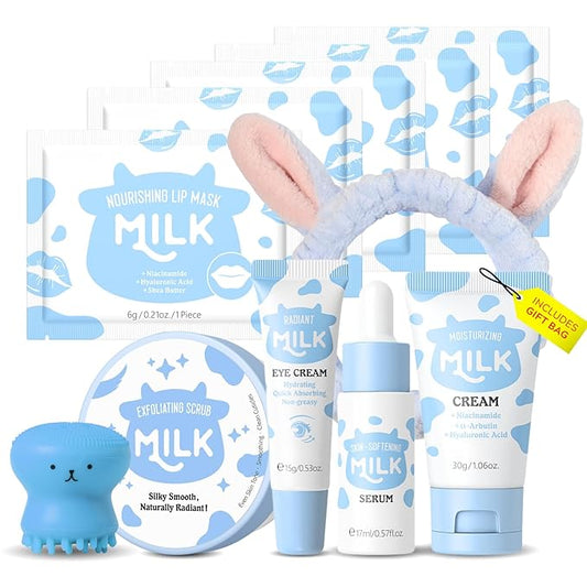 Milk Skin Care for Kids Gift Set - Milk Skincare for Teens 10-12, Kids Skin Care Set for Girls Ages 8-12 Shrink Pores, Hydrating, Teen Skin Care Kit Christmas Gifts for Teenage Girls Friends Moms