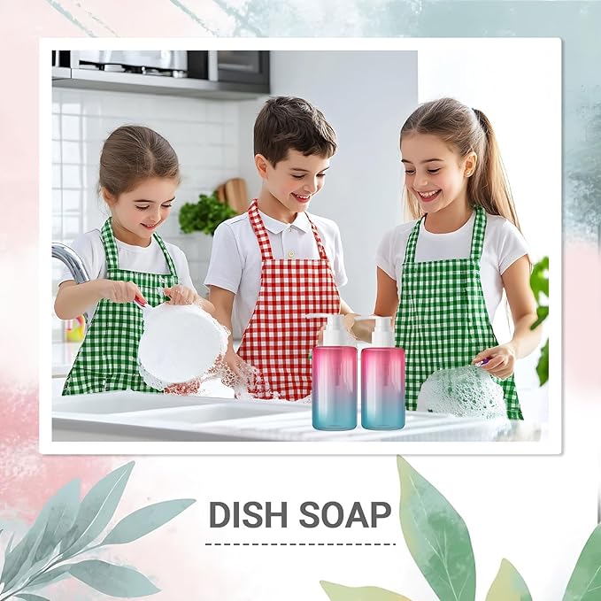 12 Pack 6.8 oz Refillable Pump Bottles - Empty Clear Gradient Color Plastic Dispensers for Lotion, Shampoo, Soap & Cream