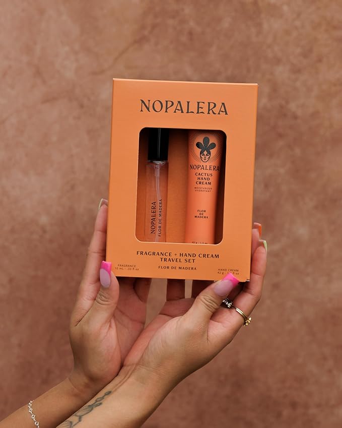 Nopalera Flor de Madera Gift Set – Cactus Hand Cream and 10ML Eau de Parfum – Clean Fragrance & Hydration Duo – Sunlit, Earthy, Vegan & Cruelty-Free