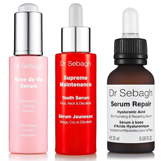 Dr Sebagh Iconic Trio - Serum Gift Set (Rose de Vie, Hyaluronic Acid & Resveratrol) | 3 Award-Winning Products | Rejuvenate & Refreshes Skin | Natural Ingredients | Expert Formula For All Skin Type