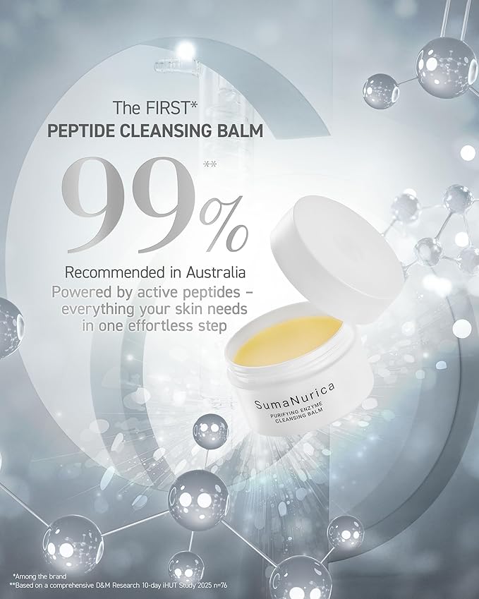 SumaNurica Purifying Enzyme Cleansing Balm, Biotech Peptide Makeup Remover, 3-in-1 Facial Oil Cleanser for Sensitive & Acne-Prone Skin, Deep Cleanse Waterproof Makeup & Impurities, 0.42oz/12g