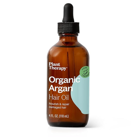 Plant Therapy Organic Argan Hair Oil 4 oz Organic Argan Oil 100% Pure and USDA Organic, First-Press, Virgin, For Face, Hair, Skin, Nails and Cuticles