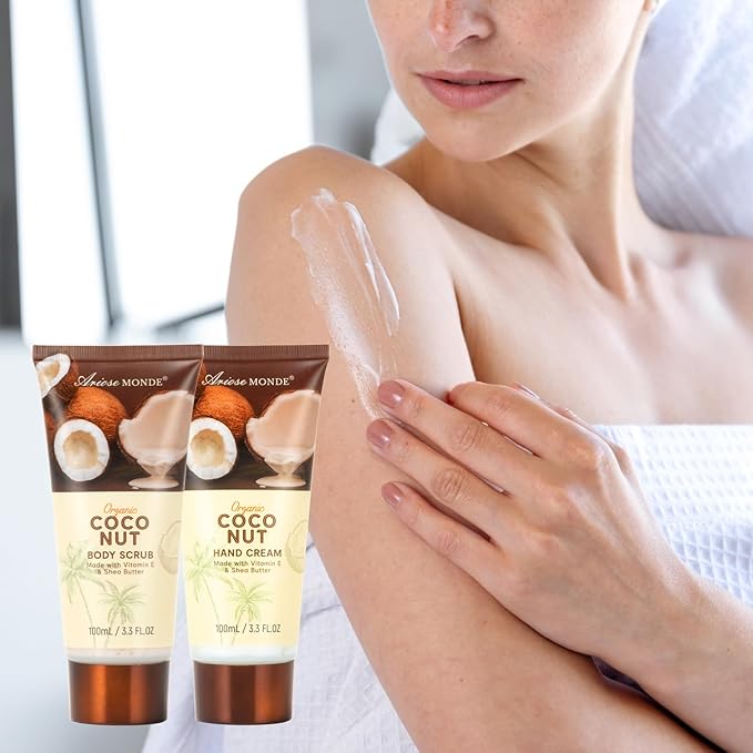 Spa Gift Basket for Women, Coconut Luxury Gift Set with Shower Gel, Bubble Bath, Hand Cream, Bath Soap, Bath Salt, Essential Oil, Luxury Bath and Body Gift Kit for Christmas